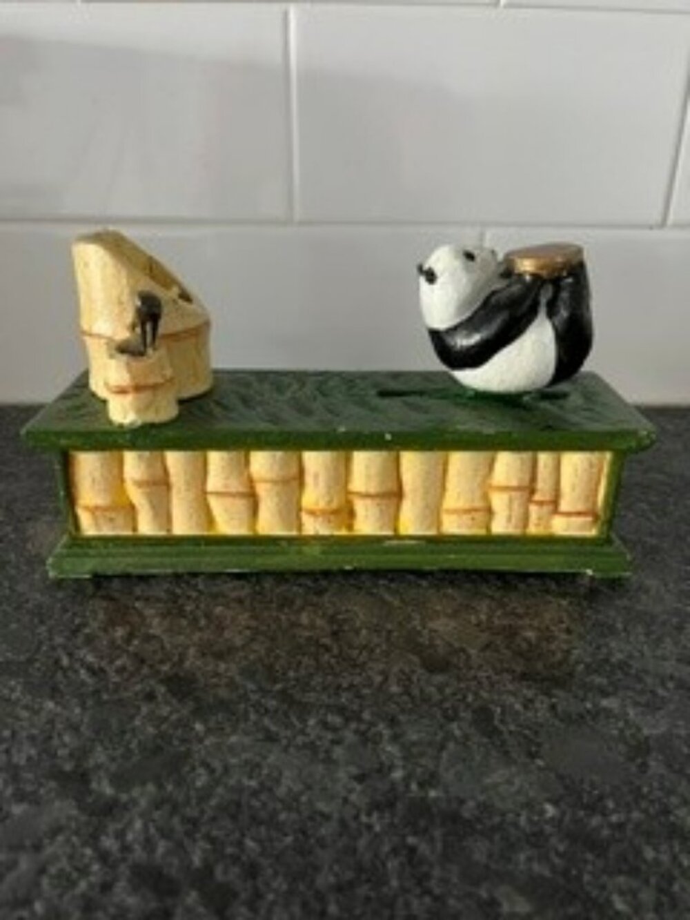 Animated Panda Coin Bank Mechanical Money Bank Novelty Collectible Works